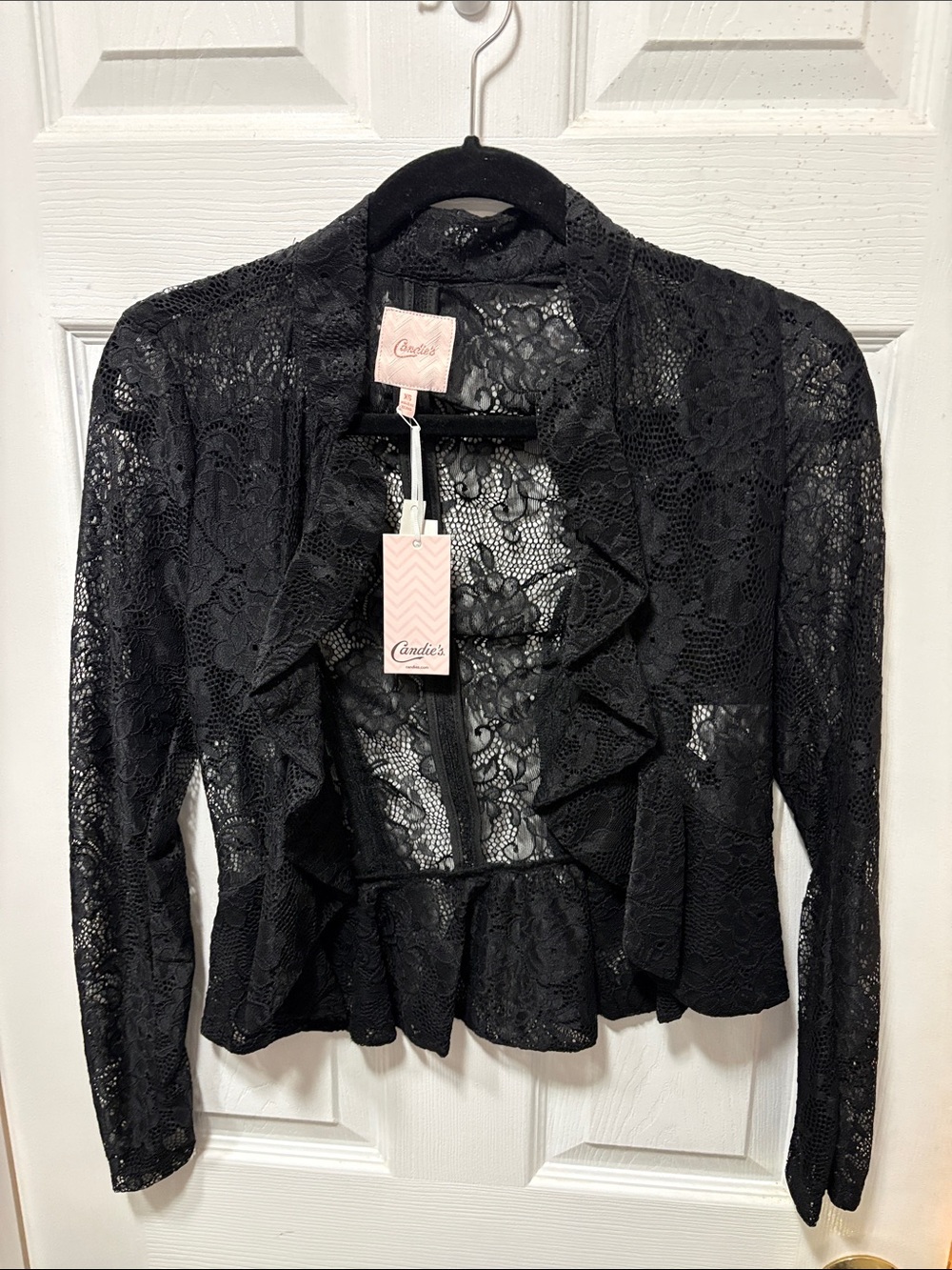 Candie's Black Lace Ruffle Bolero